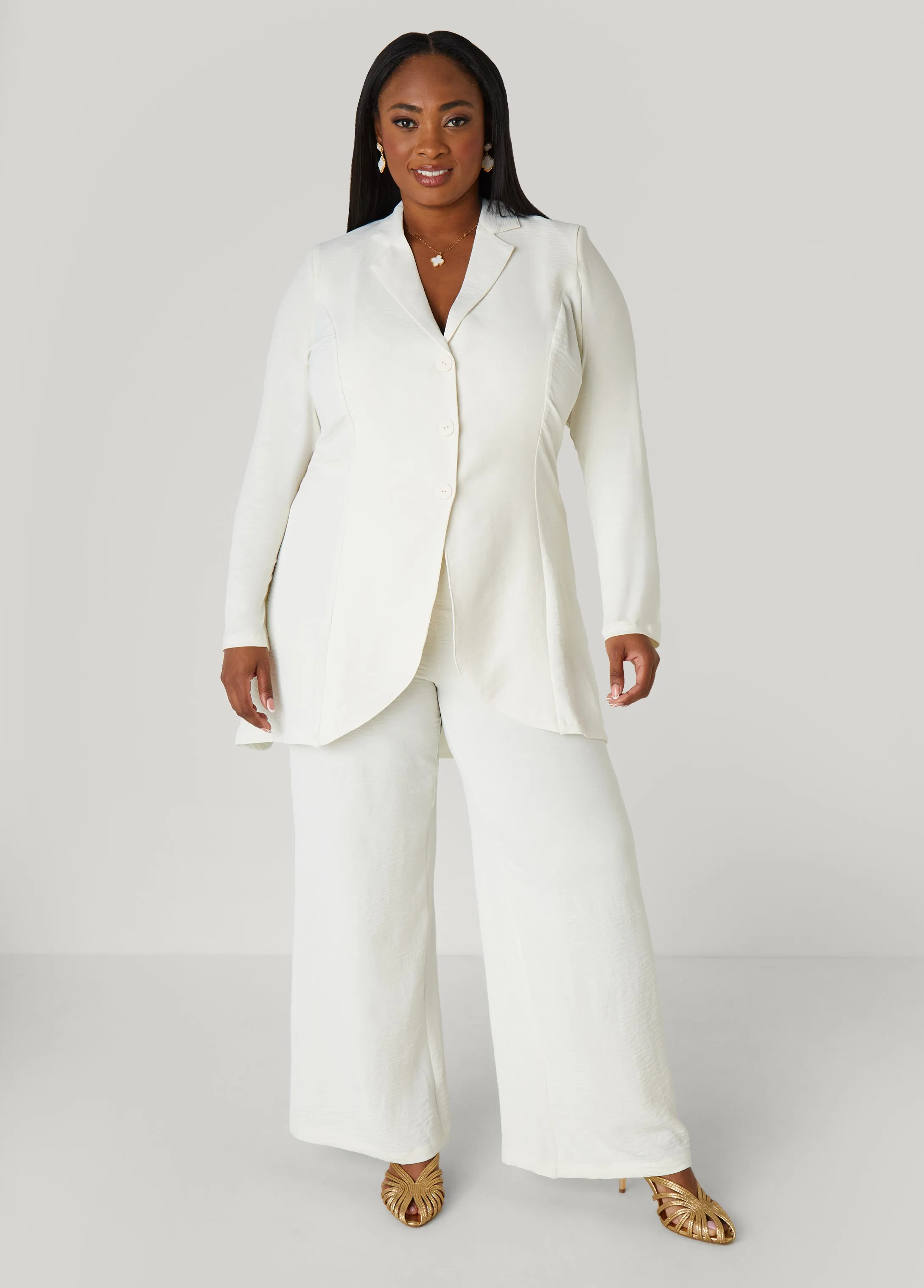 Textured Straight Leg Pants