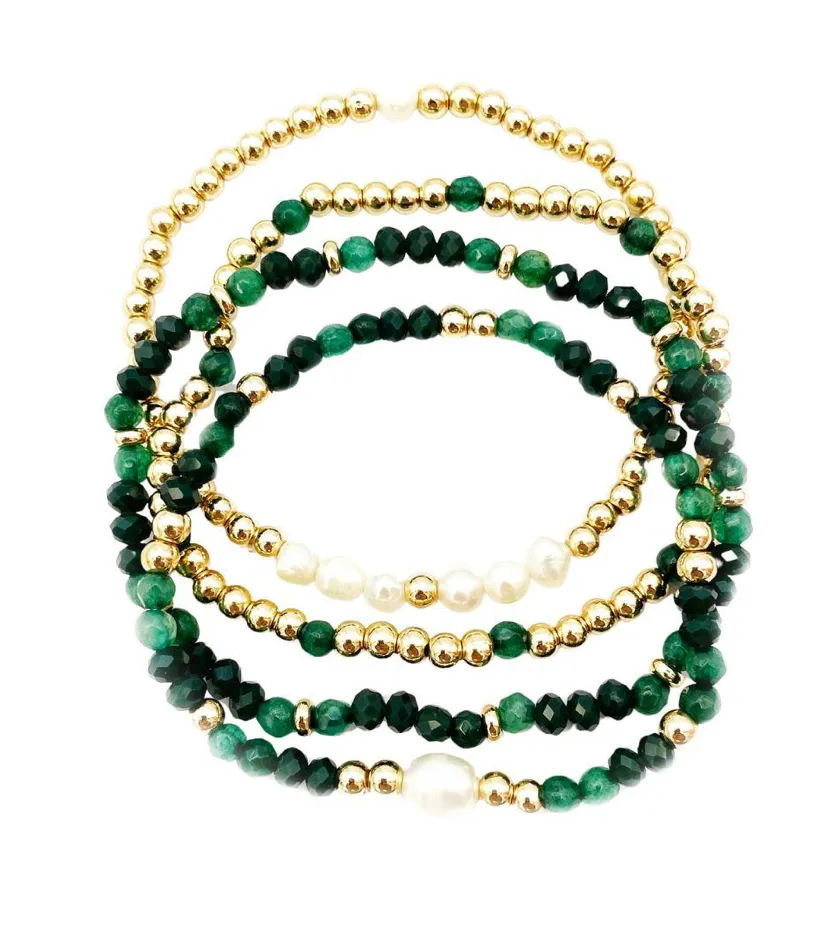 Two Tone Beaded Bracelet Set