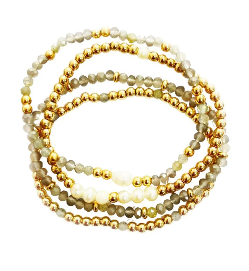Two Tone Beaded Bracelet Set